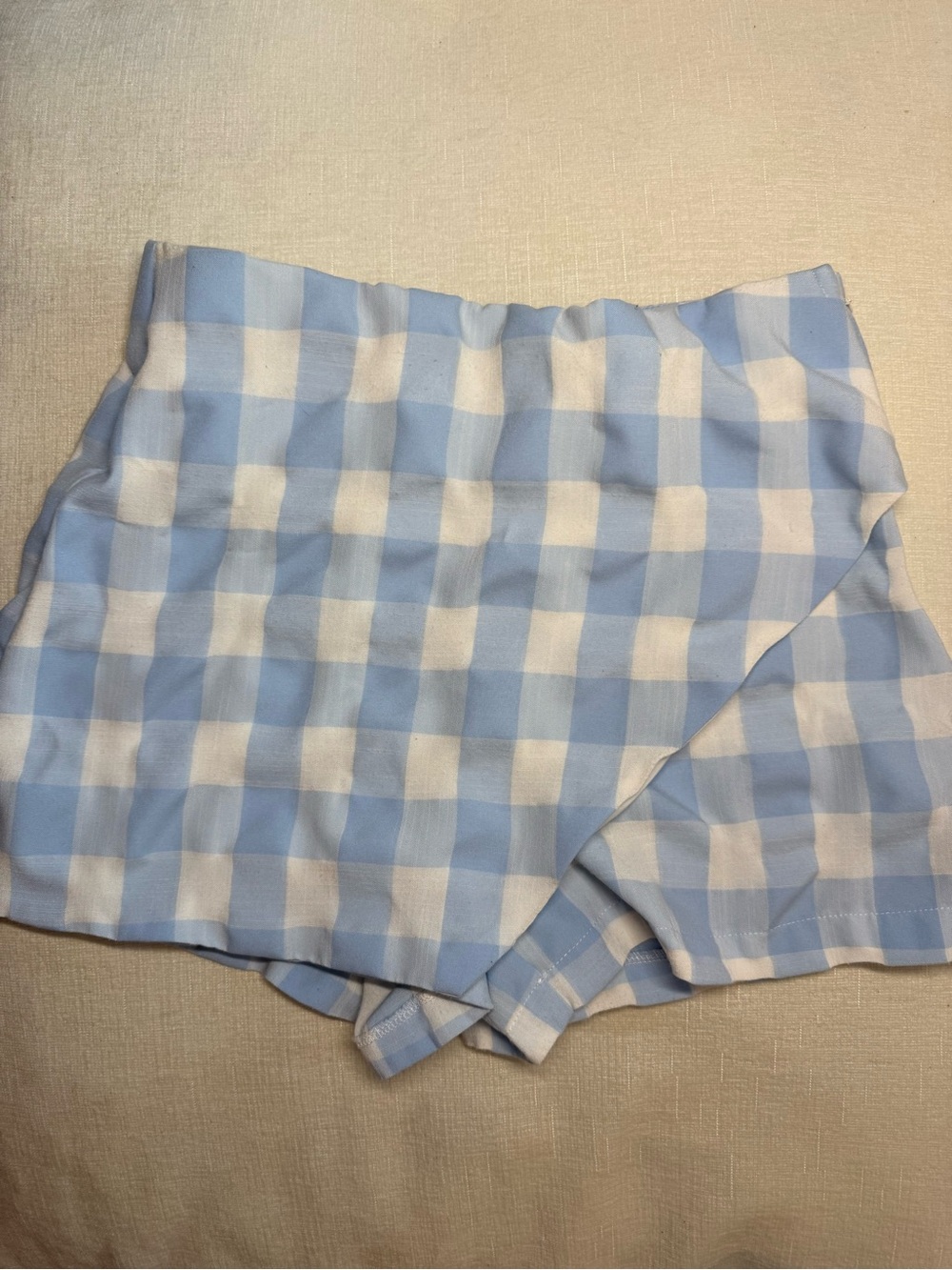 Altar’d State Light Blue Gingham Wrap Skort